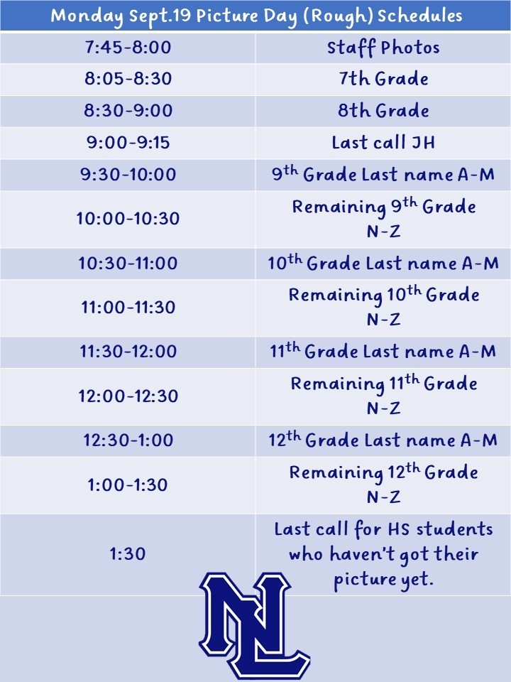 Picture Day Schedule